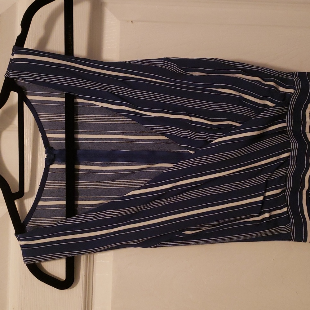 Blue and white striped jumpsuit